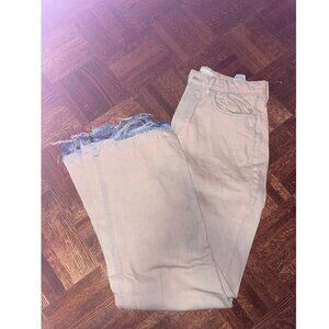 Zara Jeans Women's Size 6 Cream Denim Straight Leg Fly Zip